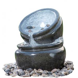 China Traditional Black Marble Cast Stone Fountains Outdoor In Magnesia Material wholesale