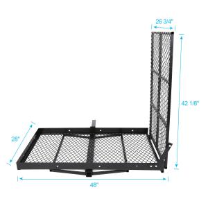 Customized Logo Black Folding Hitch-mounted Basket-style Cargo Carrier for Heavy-duty