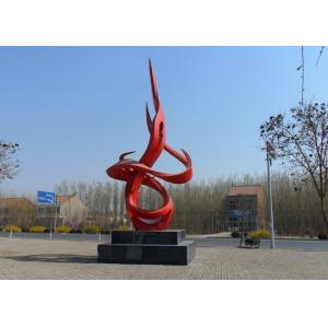 Contemporary Red Painted Metal Sculpture Stainless Steel Dancing Flame Shape