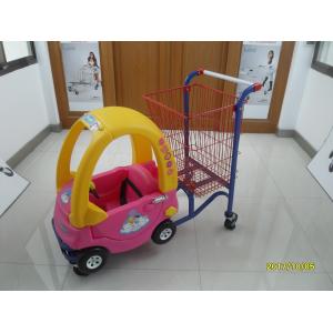 China 95L Low Carbon Steel / Plastic Children Shopping Cart With Red Powder Coating supplier