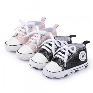 New style fashion Canvas black Sequin infant crib baby shoes boy