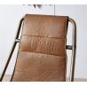 Metal Base Brown Leather Reading Chair , Leather Easy Chair Recliner Top Grain