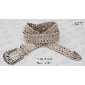 China Uni - Sex PU Ladies Braided Belts For Women With Nickel Color Buckle & Metal Tip supplier