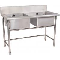China Silver Stainless Steel Double Compartment Sink 1.2mm For Restaurant With MDF on sale
