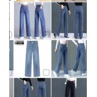 China Women Stretch Denim Pants Custom Logo Fashion Casual Straight Trend Jeans 32 on sale