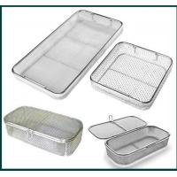 Medical Grade Stainless Steel Mesh Tray With Drop Handles For Washing Or Sterilization