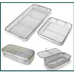China Medical Grade Stainless Steel Mesh Tray With Drop Handles For Washing Or Sterilization supplier