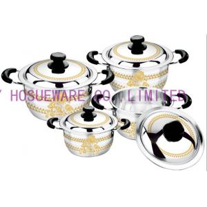 2016 hot sales 6/8pcs cookware set with color +flower &stainless steel classical pot &souce  pot