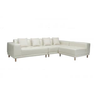 China Easy Clean Living Spaces Leather Sofa Foam PVC Solid Wood Legs Simple Style supplier