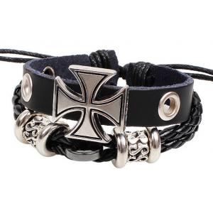 China Nimesulide Roman cross personalized leather bracelet hand-woven leather bracelet supplier