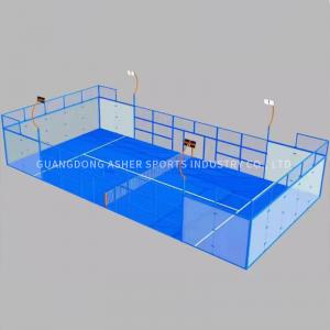 LED Lighting Padel Court Turf , Padel Court Floor 12mm Grass Height