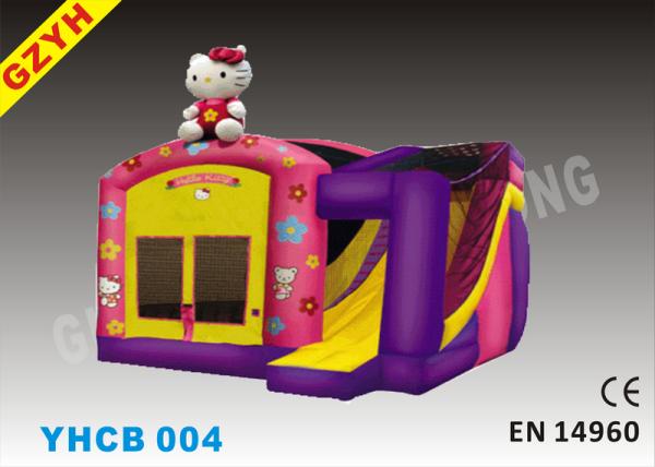 3 in1 Hello Kitty Inflatable Combo Bouncers Houses YHCB-004 with Slide for Home Usage