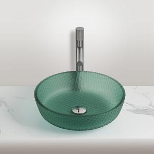 China Matt Green Bathroom Wash Basins With Faucet No Overflow Vanity Countertop Vessel Sinks supplier