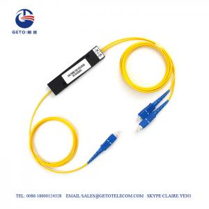 China Yellow FTTH Fiber Optic Splitter Pigtail Type SC UPC 1x2 Plc Splitter supplier