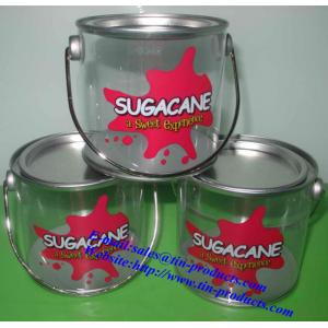 China PET/PVC Bucket with Metal Handle for Candy with food Grade can touch directly supplier