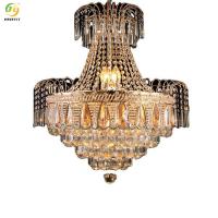China Customized Lustres Led Gold Crystal Candle Chandelier Luxury For Wedding Lobby Hotel on sale