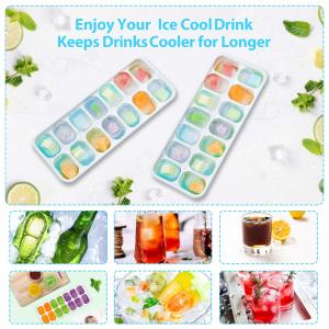 China 4 Pack Easy Release Silicone Moulds 14 Ice Cube Trays With Spill Resistant Removable Lid supplier