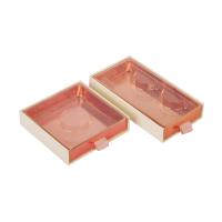 China Yellow Pink 2mm Thick Cardboard Cardboard Eyelash Box With Plastic Tray Window OEM Drawer Box on sale