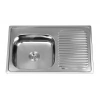 China sS201 Size 80X50cm Kitchen Sink With Drainboard 3 Tap Holes on sale