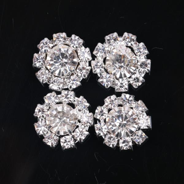 Bridal Metal Flower Shape Clear Color Crystal Button Luxury Shank Fancy Crystal Diamond Buttons For Clothes
