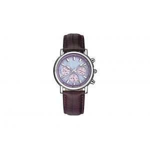China Leather Strap Stainless Steel Ladies Watch Quartz Movt IP Plating Case Color supplier