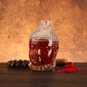 Unique Buddha Head Shaped Glass Bottles with Aluminum Plastic PP Collar Material