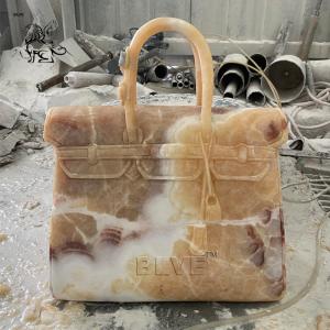 Famous Brand Bag Marble Sculpture Home Decor Sunset Red Natural Stone Hand Carved