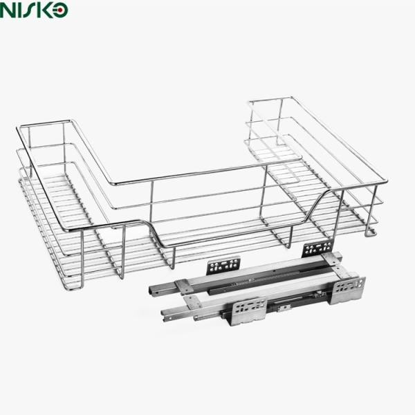Under Sink Cabinet Pull Out Basket with Wire Mesh Sliding Drawers
