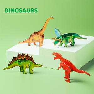 Non Toxic 3D Paper Educational Puzzle Toys 3 Dinosaurs Child DIY Kit
