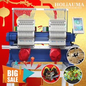 Cheapest computer embroidery machine price HO1502H 400*500mm brother type 2 head embroidery machine for cap t-shirt flat