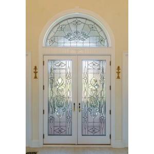 American Style Entry Door Glass Inserts With Clear Beveled And Patina Caming