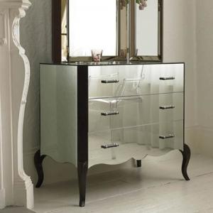 3 Drawer Mirror Furniture Set Special Curved Leg Mirrored Sidebed Table