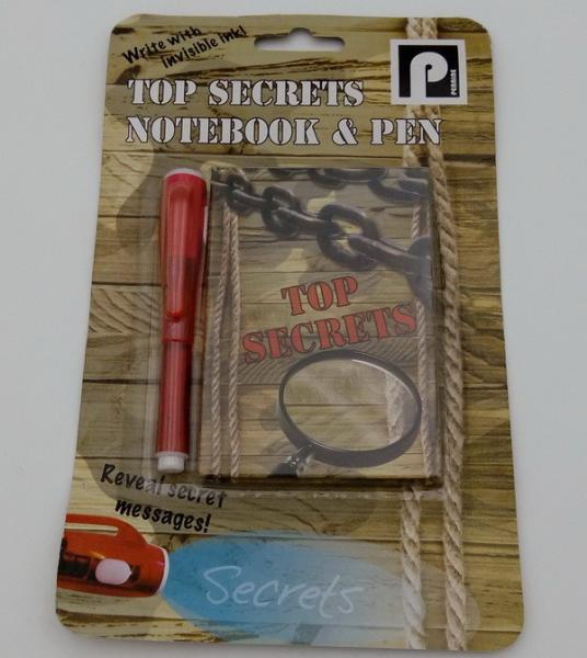 Note book with pen top secrets cartoon design notebook