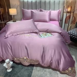 125gsm Washed Silk Embroidery 4pcs Bedding Sets King Size European Style Collections