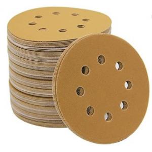 6" 5" PSA Hook Loop Sandpaper Sanding Disc / Gold Aluminum Oxide Grain