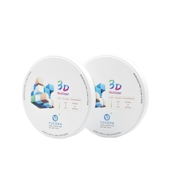 YUCERA 3D Plus Multilayer Dental Zirconia Block  NEW Printing 14mm Open System CAD CAM for Zirconia Crowns