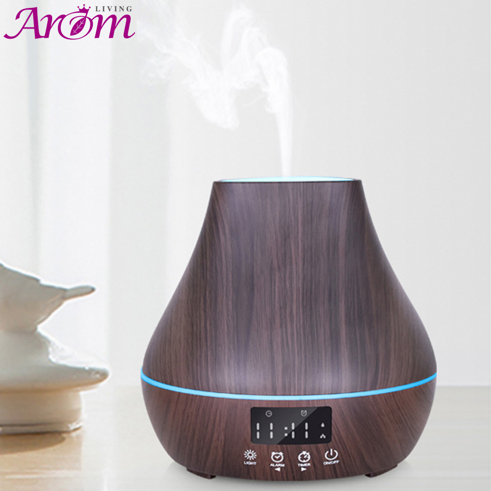 Difusor de madera de control de tacto del Aromatherapy del grano 400ml con el reloj