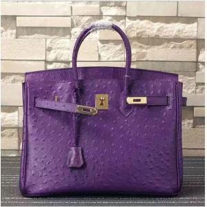 women high quality 35cm purple Ostrich print cow skin handbag fashion designer handbags L-RB4-17