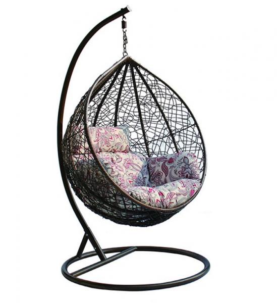 Outdoor Patio PE Rattan Swing Chair With Metal Frame Cheap Egg shaped Hanging