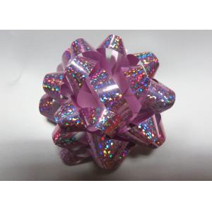 Fancy pattern 1 / 4" -  3" Holographic star ribbon bows blue for Christmas tree decoration