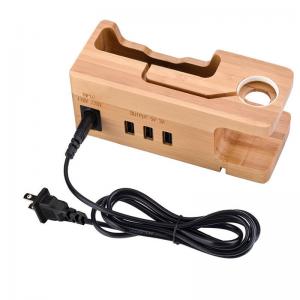 Multi - Port Wooden Phone Charger with Apple Watch Charging Base