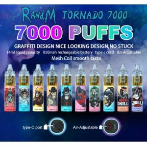 7000 Puffs 14ml Flavoured E Cigarettes RandM Tornado Disposable