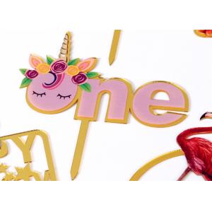 China Non - Toxic Acrylic Cake Topper For Happy Birthday / Wedding Party Decorations supplier