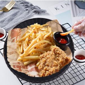 10-Inch Reusable Plastic Paper Plate Holder Picnic Supplies Heavy Duty Woven Style White Black Color