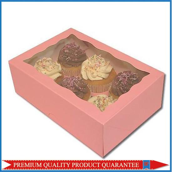 Pink Color Custom Print Paper Food Grade Packaging Box with Clear Window