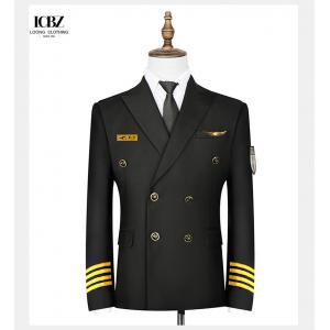 Custom Airline Aviation Black Navy Blue Pilot Uniforms Staff Uniforms for Men and Women