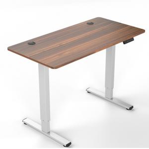 2 Stage Motorized Table Brown Wood Grain Electric Sit Stand Desk for Laptop Gaming