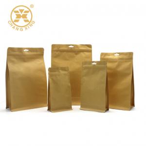 China Kraft Flat Bottom Compostable Coffee Bags With Valve 16oz supplier