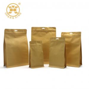 Kraft Flat Bottom Compostable Coffee Bags With Valve 16oz