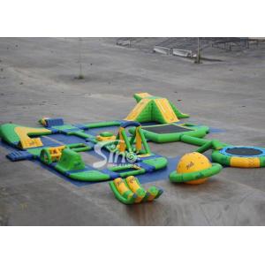 25x24 mts green N yellow giant inflatable water park for kids N adults with water trampoline, water seesaw N water spinn